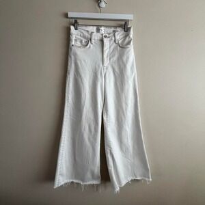 Frame Le Palazzo Crop Wide Leg Jeans White 27 raw hem cropped capsule minimalist